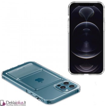 Spigen Crystal Slot dėklas su skyreliu - permatomas (telefonams Iphone 12/12 Pro)